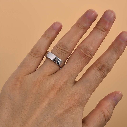 925 Silver Two-Tone 6mm Wide Diamond Wedding Band
