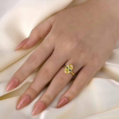 3.5Ct Yellow Oval Cut Simulated Diamond Ring – Gold Plated Sterling Silver