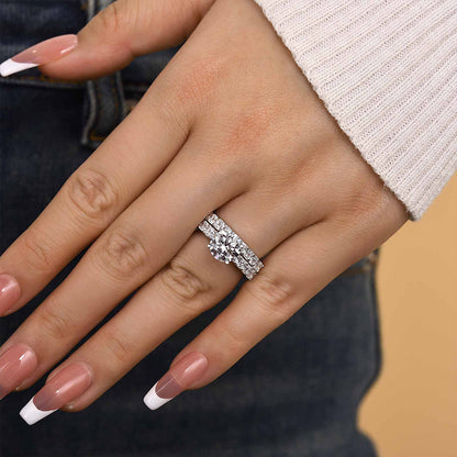 2Ct Round Sona Diamond Ring with Radiant Cut Accents