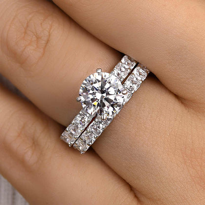 2Ct Round Sona Diamond Ring with Radiant Cut Accents