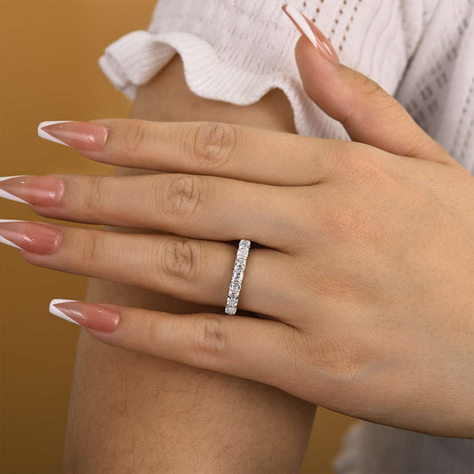 2Ct Asscher Cut Half Eternity Band 925 Silver Three Gold Options