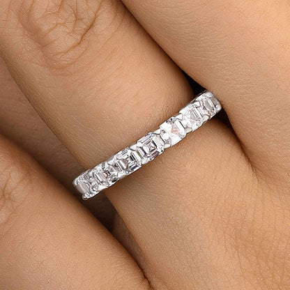 2Ct Asscher Cut Half Eternity Band 925 Silver Three Gold Options