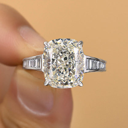 7Ct Cushion Cut Sona Diamond Crushed Ice Engagement Ring