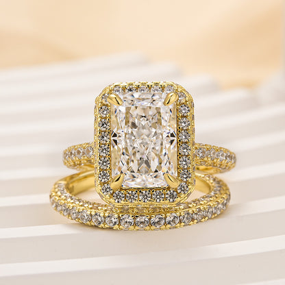 3.5ct Radiant Cut Diamond Ring Set - White/Yellow Gold
