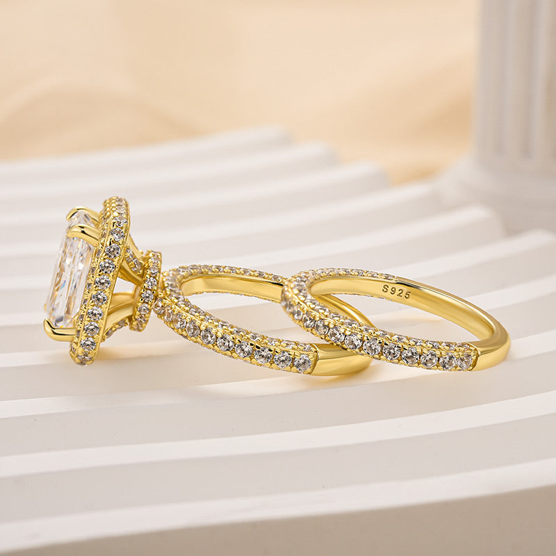 3.5ct Radiant Cut Diamond Ring Set - White/Yellow Gold