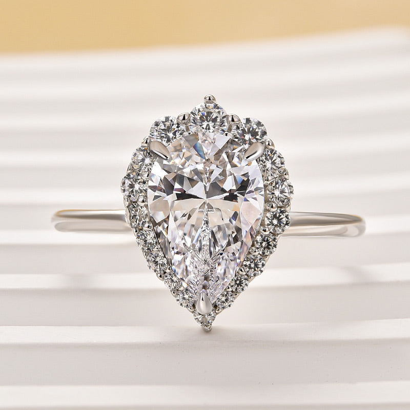 1.75ct Pear Cut Halo Travel Ring