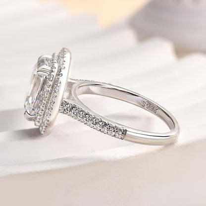 2.5Ct Emerald Cut Diamond Ring 925 Silver White Gold