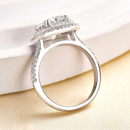 2.5Ct Emerald Cut Diamond Ring 925 Silver White Gold