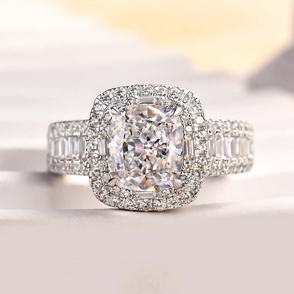 25CT Cushion Cut Diamond with 15CT Side Stones Ring