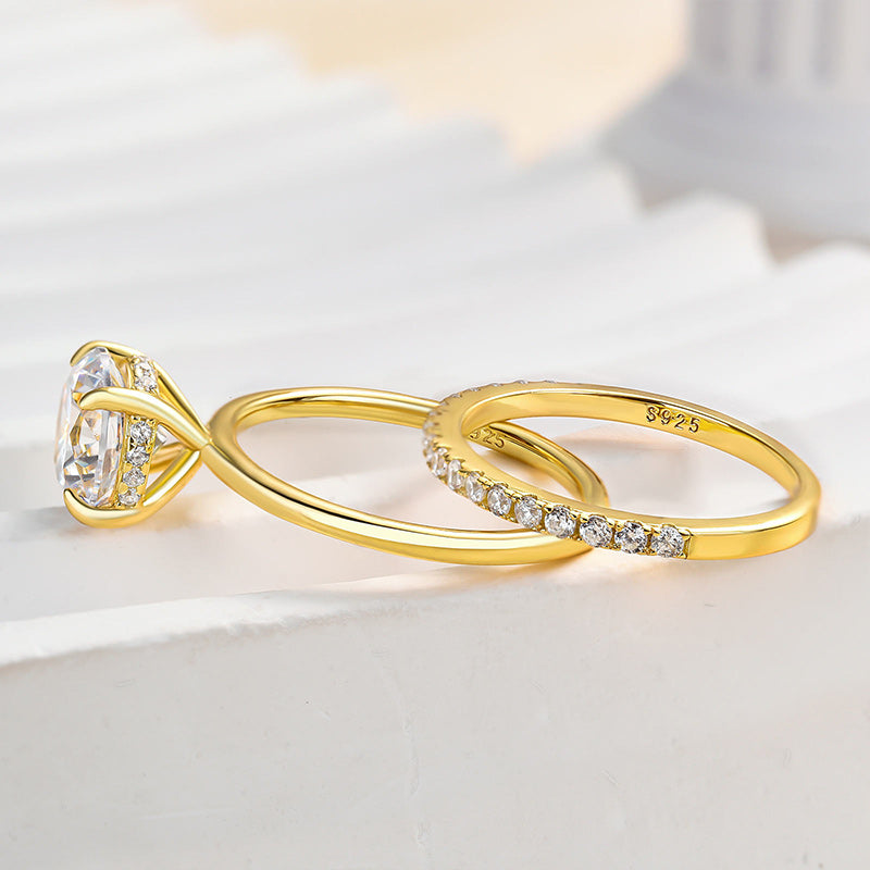 2.0CT Round Diamond with 0.5CT Band Two-Tone Ring
