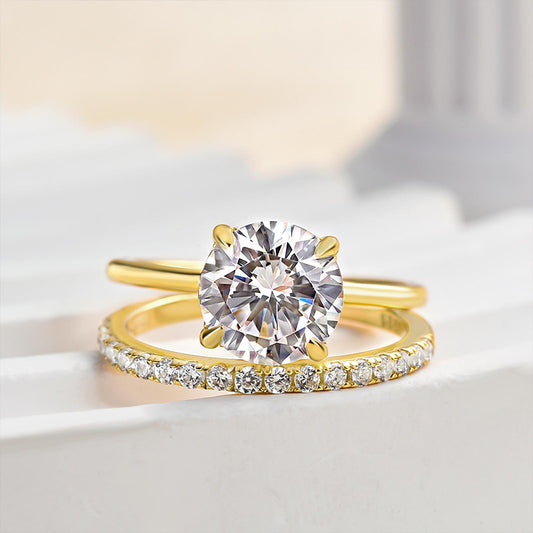 2.0CT Round Diamond with 0.5CT Band Two-Tone Ring