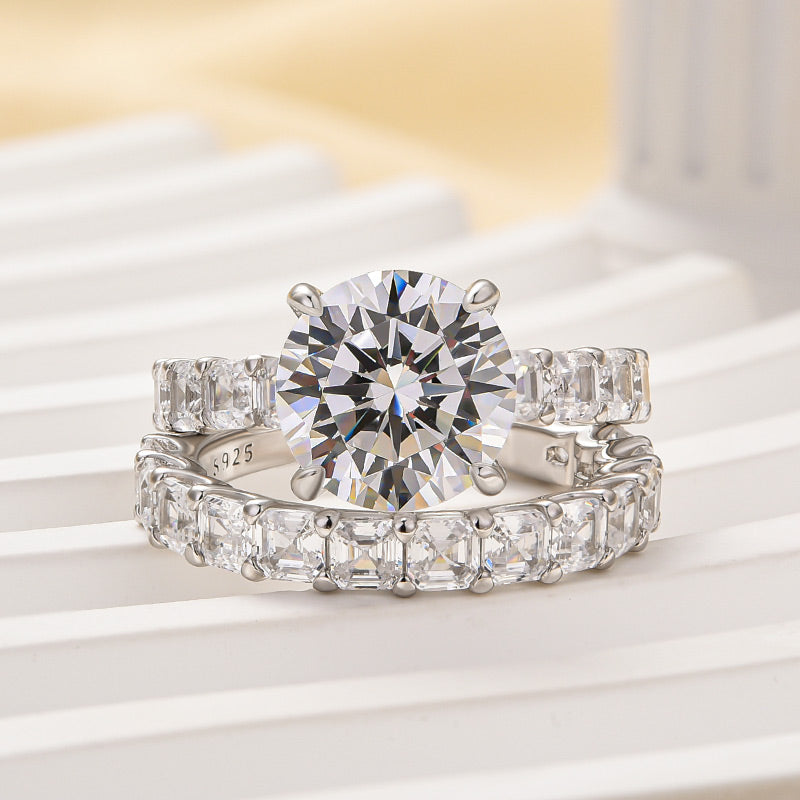 4.0ct Round Cut Diamond Ring - White Gold Plated