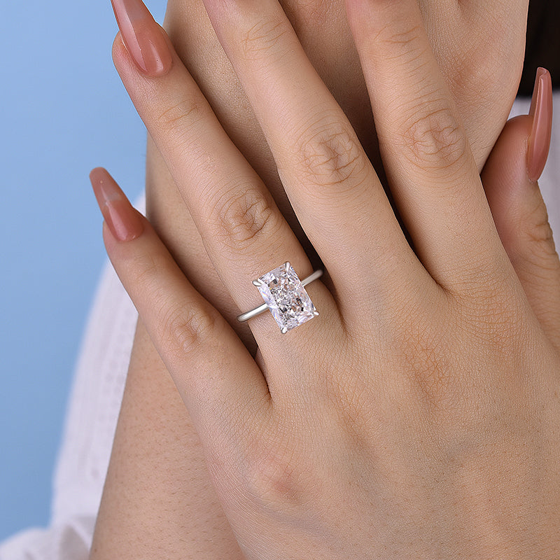 5 Carat Radiant Cut Engagement Ring White Gold Plated