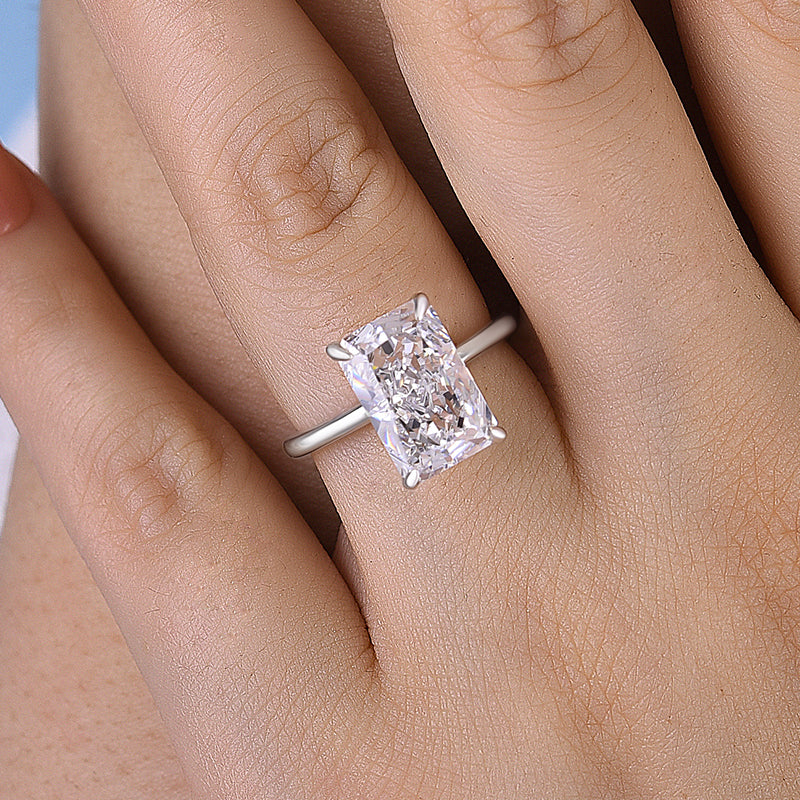 5 Carat Radiant Cut Engagement Ring White Gold Plated
