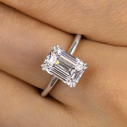 3.5Ct Emerald Cut Two-Tone Engagement Ring