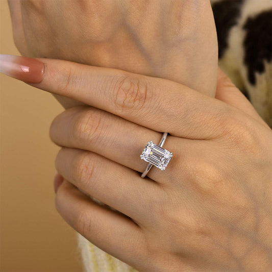 3.5Ct Emerald Cut Two-Tone Engagement Ring