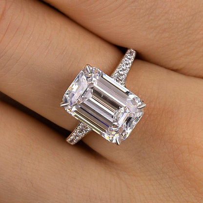 7.0 Carat Emerald Cut Diamond Halo Ring