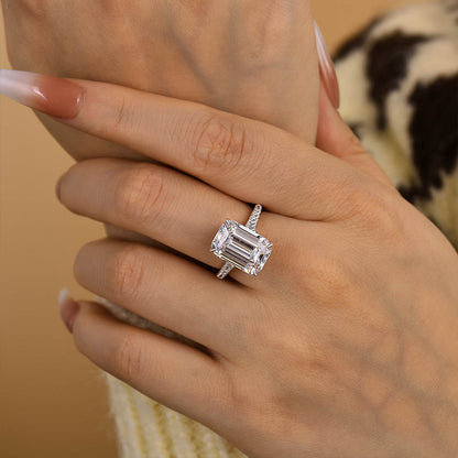 7.0 Carat Emerald Cut Diamond Halo Ring