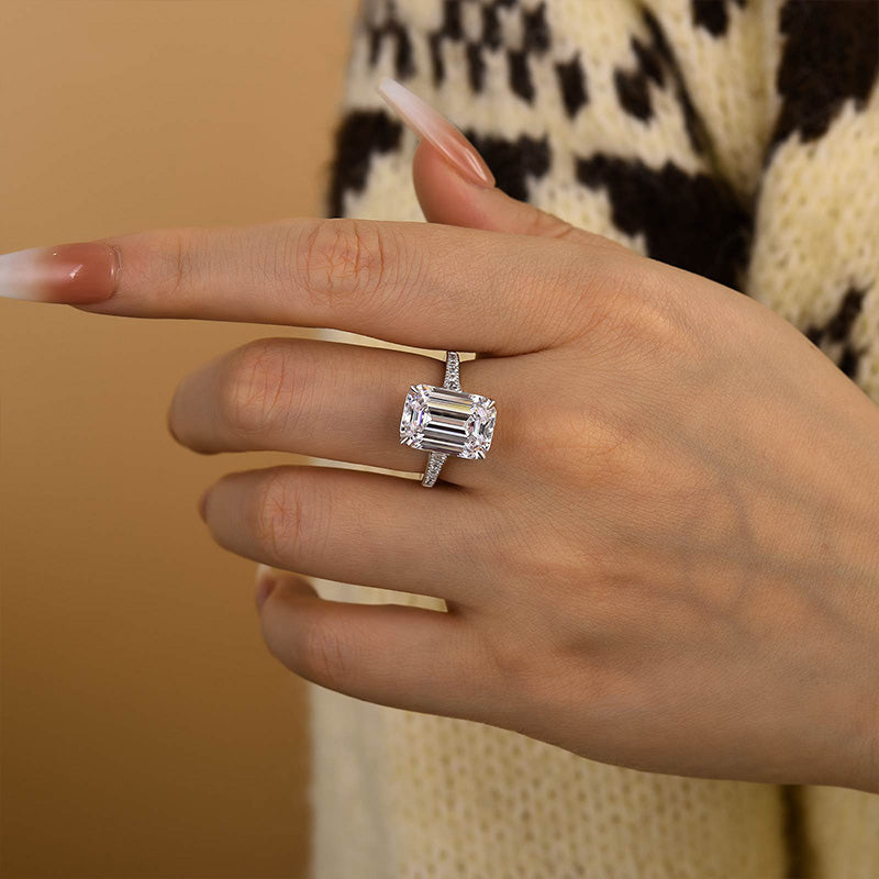 7.0 Carat Emerald Cut Diamond Halo Ring