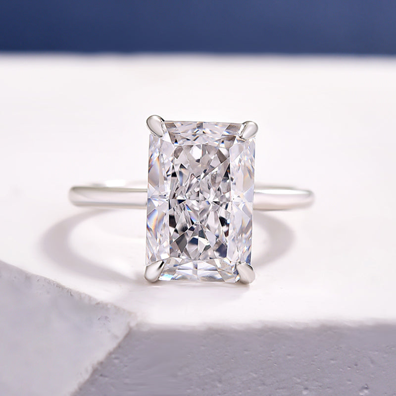 5 Carat Radiant Cut Engagement Ring White Gold Plated