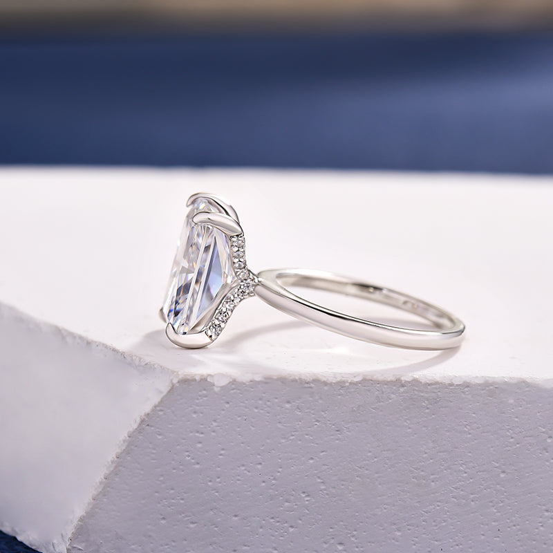 5 Carat Radiant Cut Engagement Ring White Gold Plated