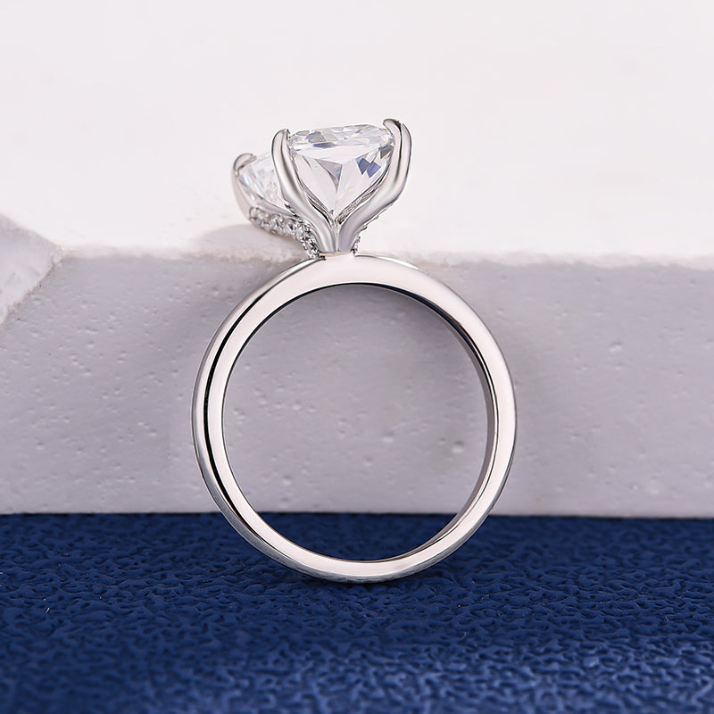 5 Carat Radiant Cut Engagement Ring White Gold Plated