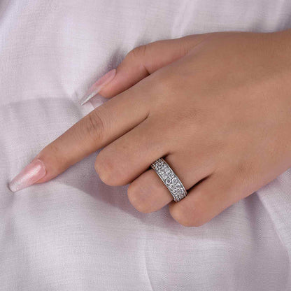 3.0Ct Round Cut Pave Wedding Band - 925 Silver White Gold