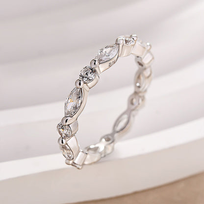 1.5Ct Marquise & Round Cut Band 925 Silver Two-Tone