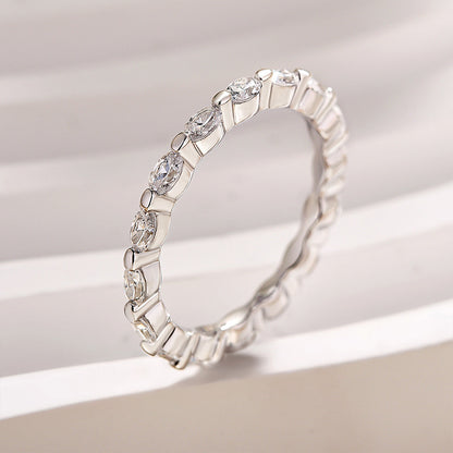 2Ct Oval Cut Diamond Band 925 Silver White Gold