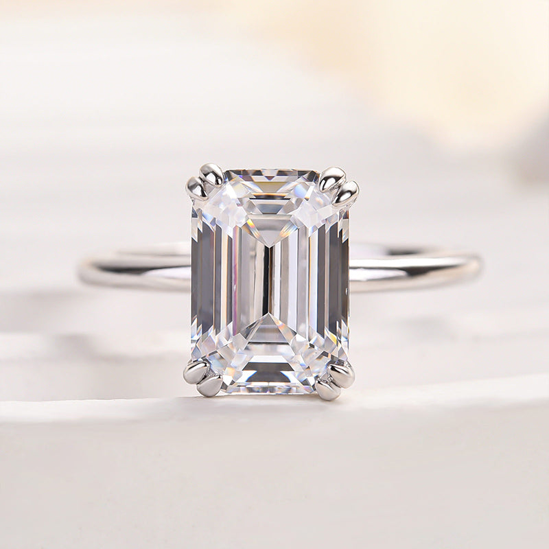 3.5Ct Emerald Cut Two-Tone Engagement Ring
