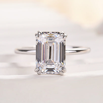 3.5Ct Emerald Cut Two-Tone Engagement Ring