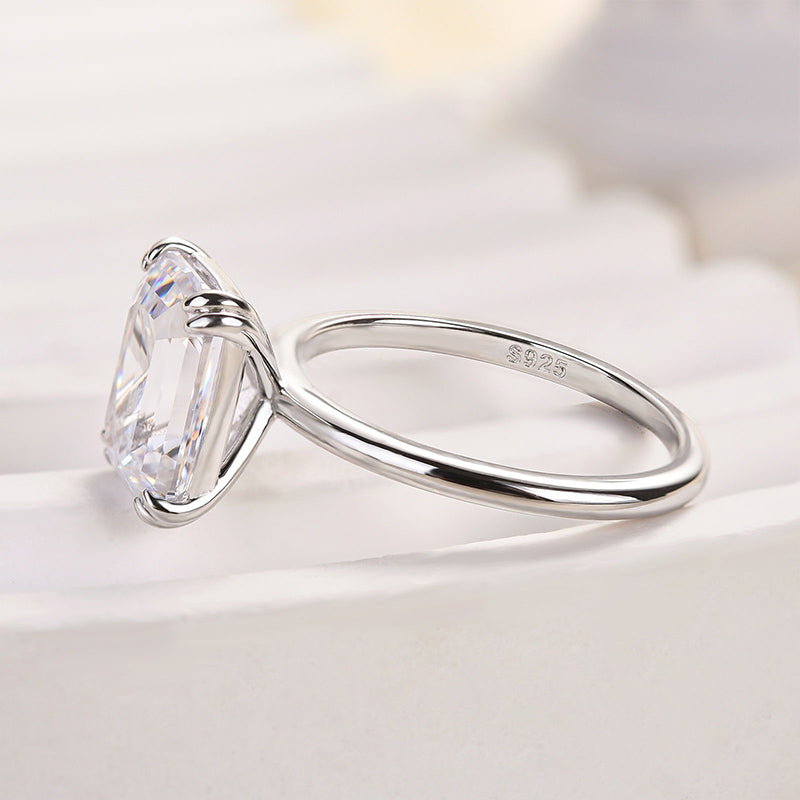 3.5Ct Emerald Cut Two-Tone Engagement Ring