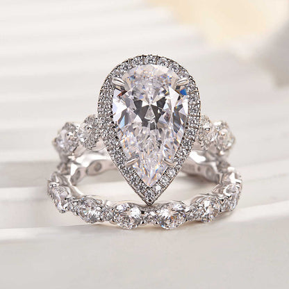 4.0CT Pear Cut Halo Diamond Ring with 2.5CT Accents