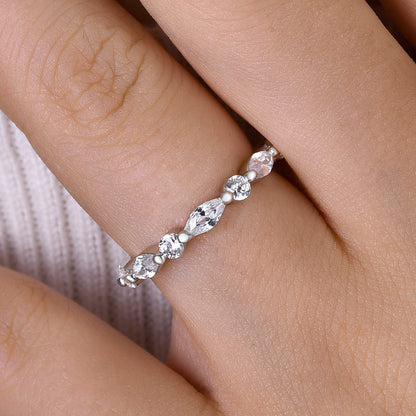 1.5Ct Marquise & Round Cut Band 925 Silver Two-Tone