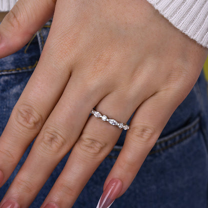 1.5Ct Marquise & Round Cut Band 925 Silver Two-Tone