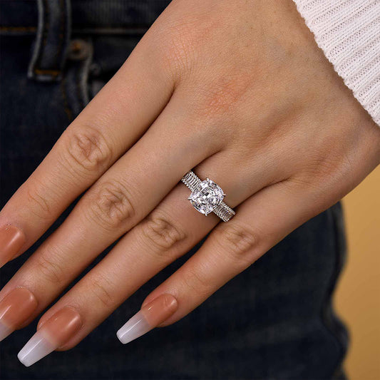 4.5ct Cushion Cut Engagement Ring in Sterling Silver