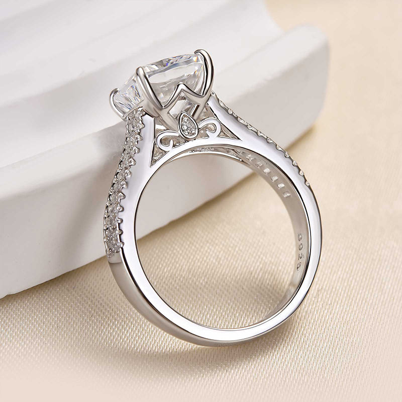 4.5ct Cushion Cut Engagement Ring in Sterling Silver