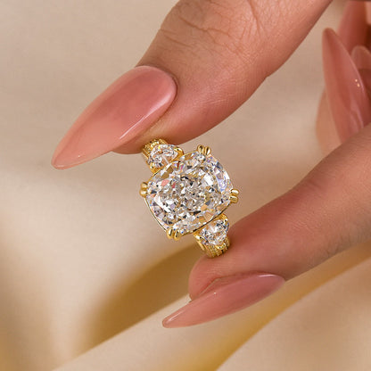 7Ct Cushion Cut Engagement Ring 925 Silver Three Gold Options