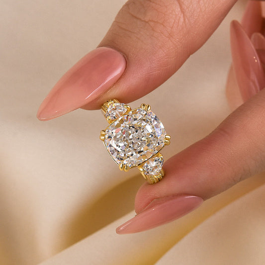 7Ct Cushion Cut Engagement Ring 925 Silver Three Gold Options