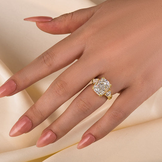 7Ct Cushion Cut Engagement Ring 925 Silver Three Gold Options