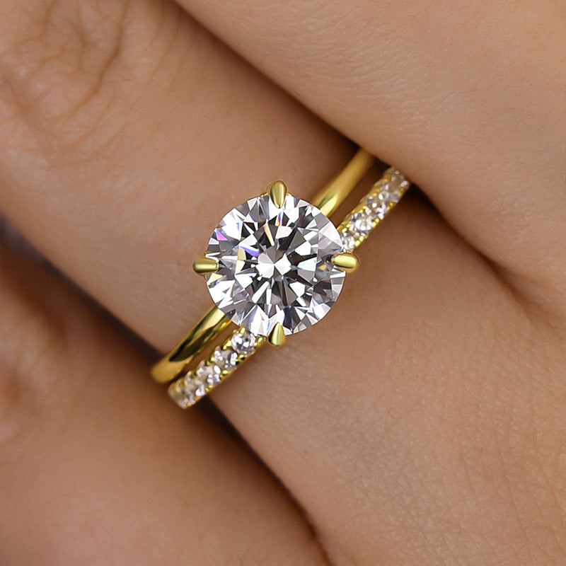 2.0CT Round Diamond with 0.5CT Band Two-Tone Ring