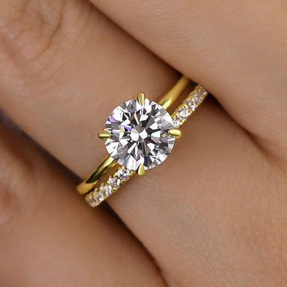 2.0CT Round Diamond with 0.5CT Band Two-Tone Ring