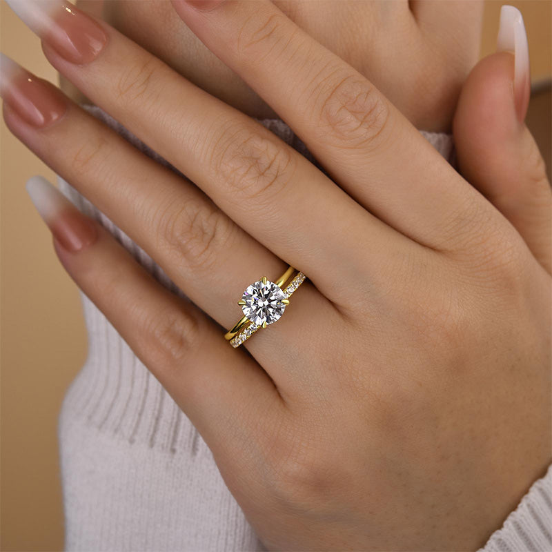 2.0CT Round Diamond with 0.5CT Band Two-Tone Ring