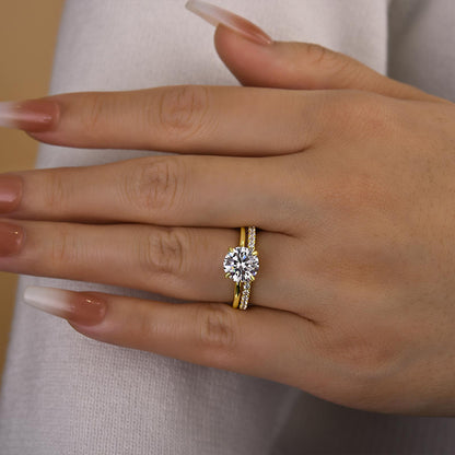 2.0CT Round Diamond with 0.5CT Band Two-Tone Ring