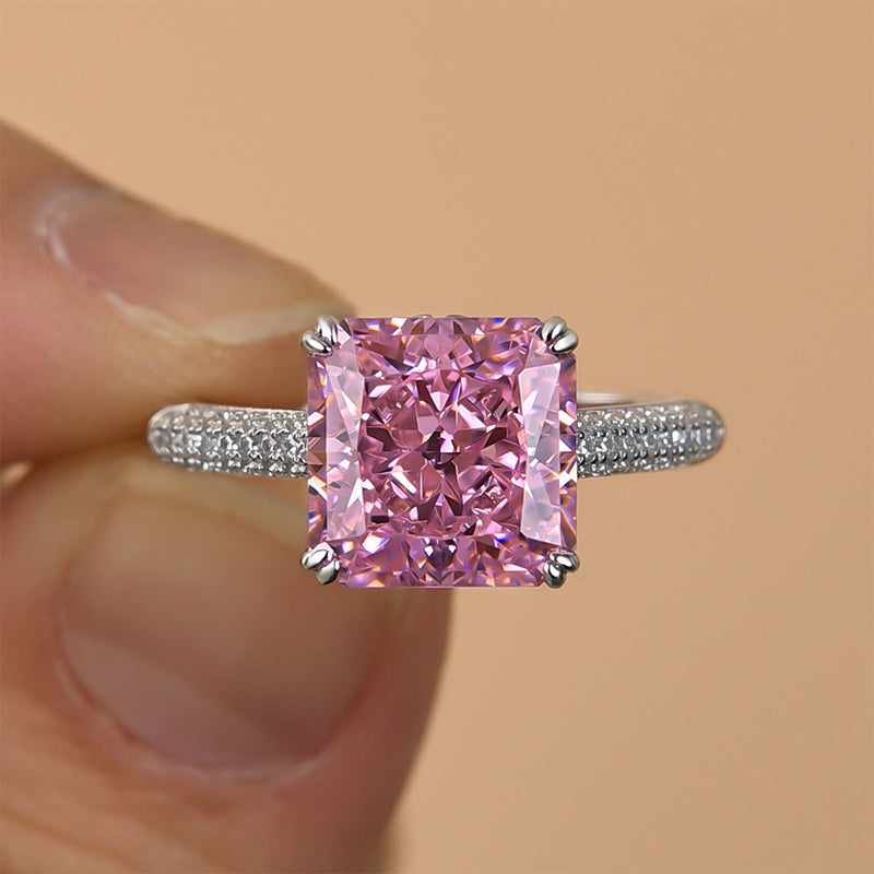 3.5 Carat Radiant Cut Pink Diamond Ring