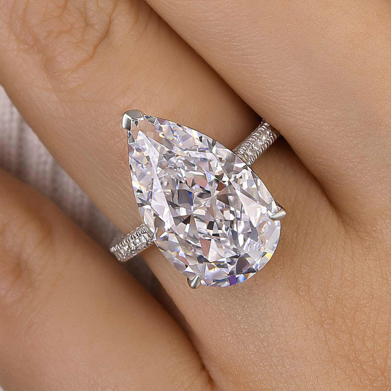 8 Carat Pear Cut Diamond Solitaire Ring