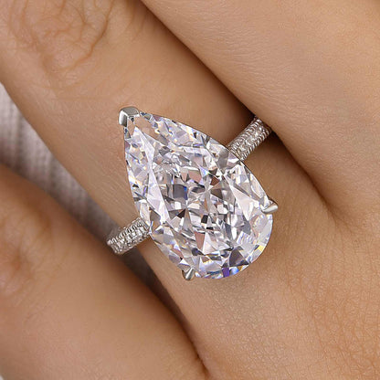 8 Carat Pear Cut Diamond Solitaire Ring