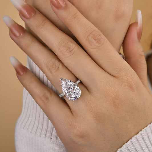 8 Carat Pear Cut Diamond Solitaire Ring