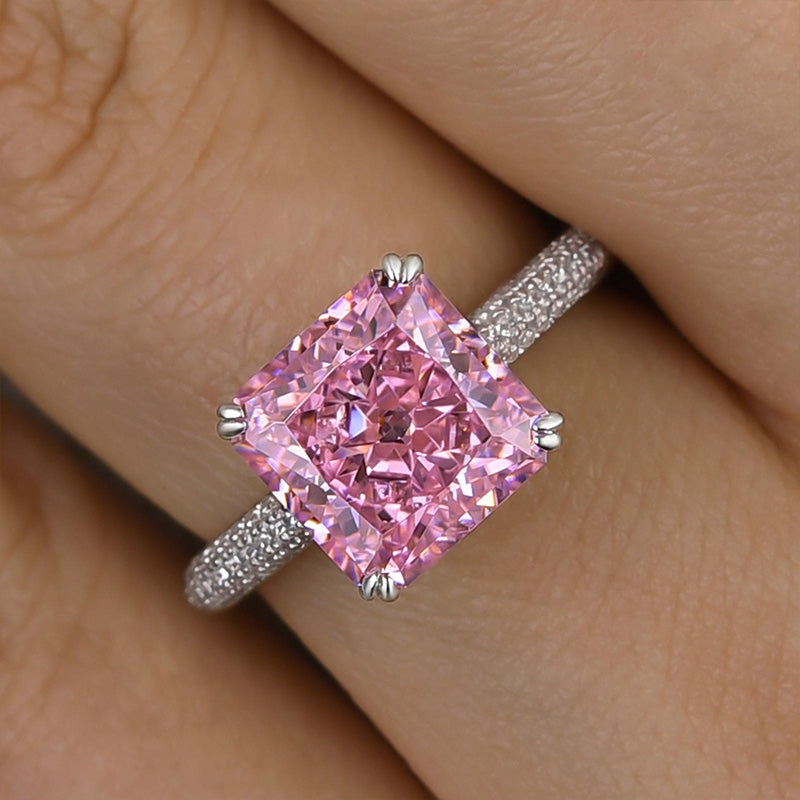 3.5 Carat Radiant Cut Pink Diamond Ring