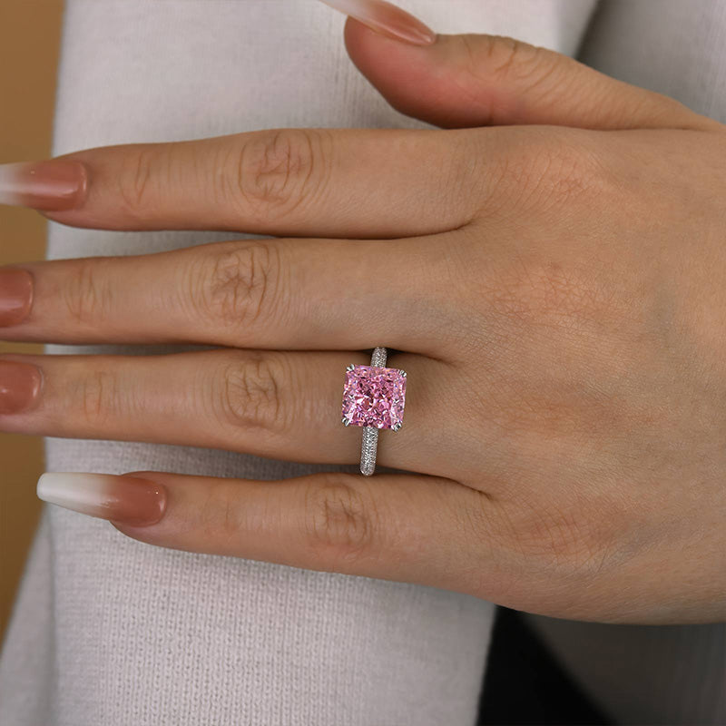 3.5 Carat Radiant Cut Pink Diamond Ring